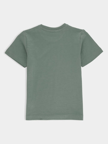 Olive Green Crew Neck Casual T-Shirt