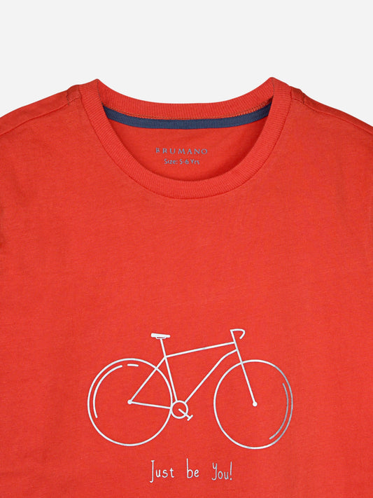 Orange Bicycle Printed Casual T-Shirt Brumano Pakistan