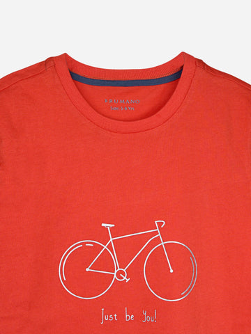 Orange Bicycle Printed Casual T-Shirt Brumano Pakistan