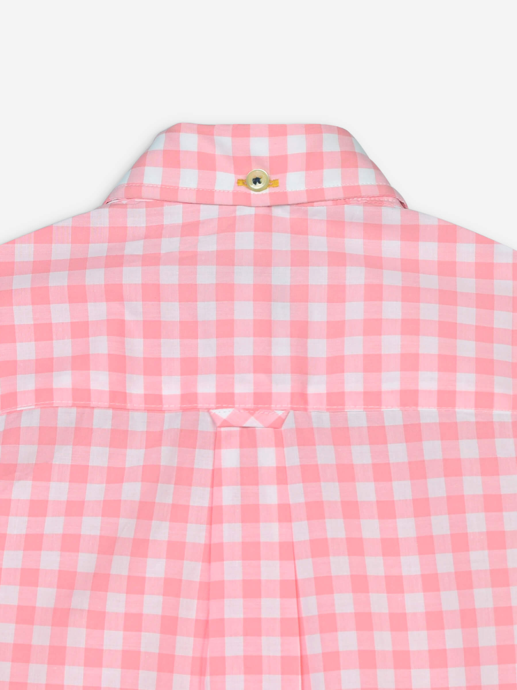 Peach Pink Gingham Short Sleeve Casual Shirt Brumano Pakistan