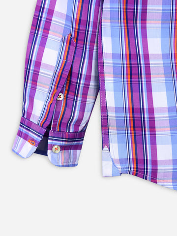 Purple Checkered Long Sleeve Casual Shirt Brumano Pakistan
