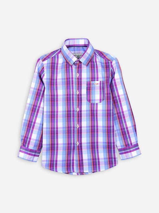 Purple Checkered Long Sleeve Casual Shirt Brumano Pakistan