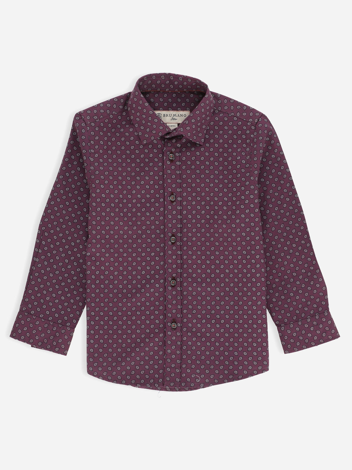 Purple Paisley Printed Long Sleeve Casual Shirt Brumano Pakistan