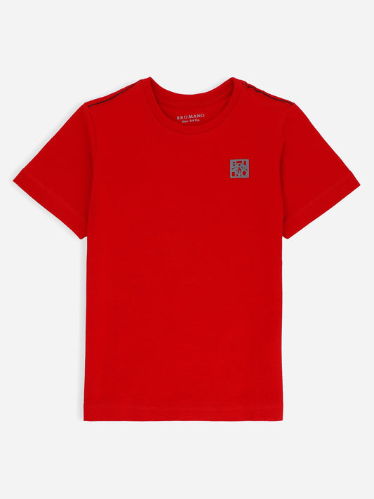 Red Basic Crew Neck Casual T-Shirt