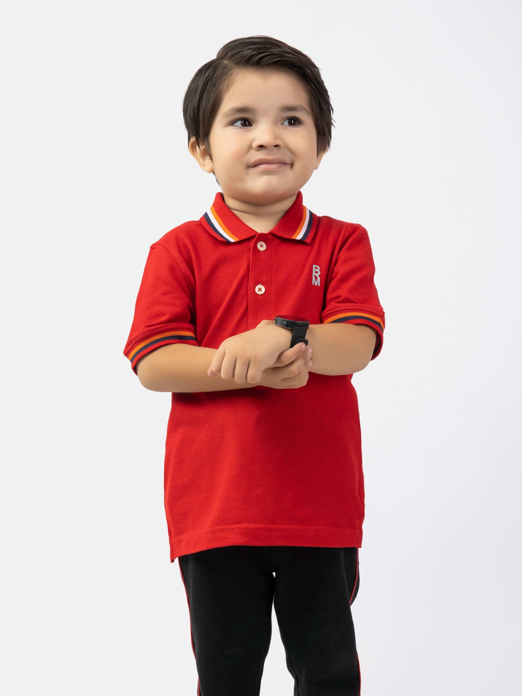 Red Contrasting Tipped Casual Pique Polo Brumano Pakistan