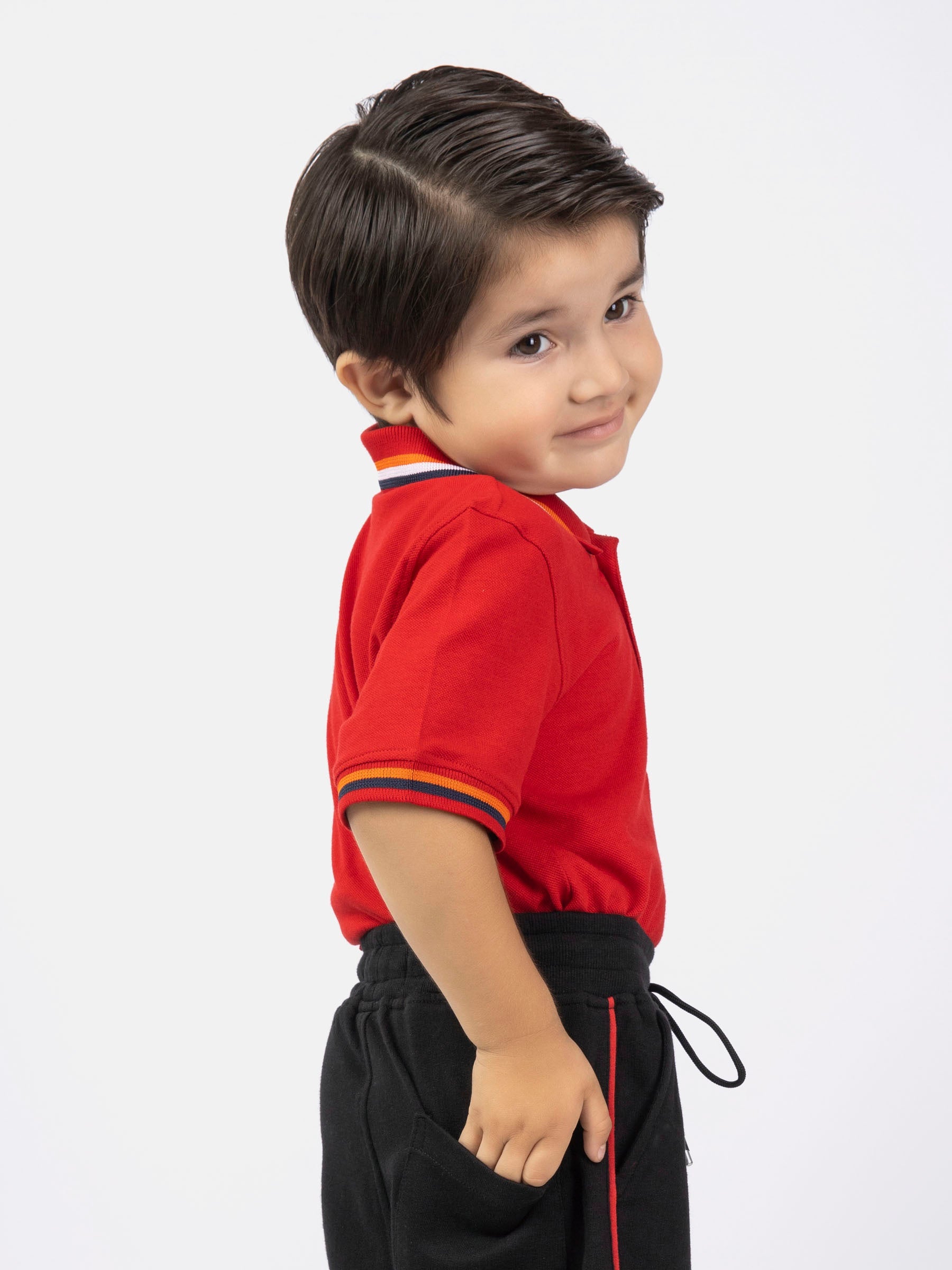 Red Contrasting Tipped Casual Pique Polo Brumano Pakistan