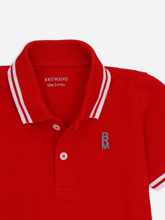 Red Pique Casual Tipped polo Brumano Pakistan