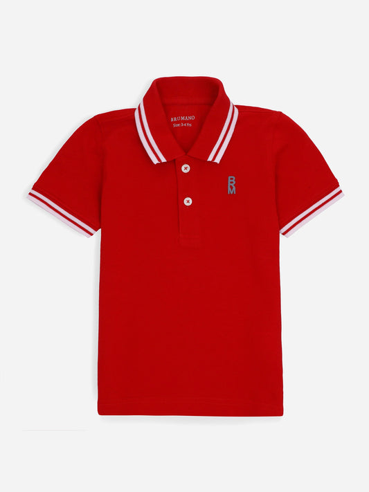 Red Pique Casual Tipped Polo