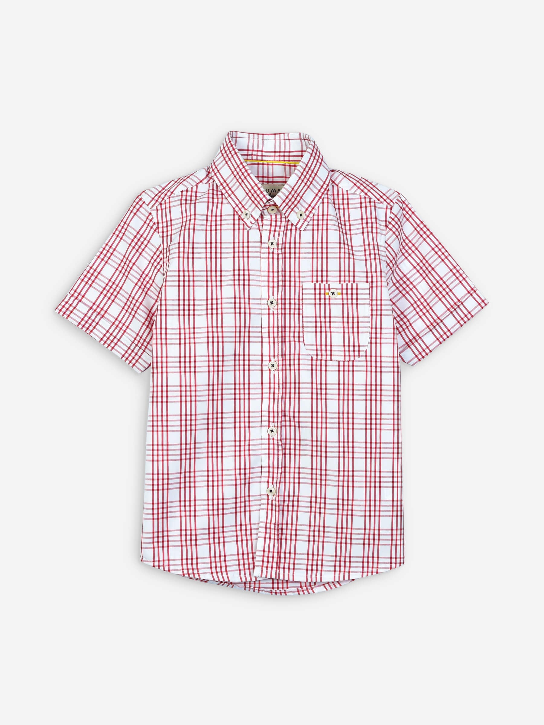 Red & White Checkered Half Sleeve Casual Shirt Brumano Pakistan