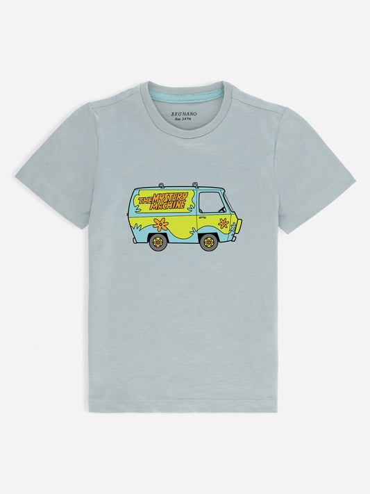Sage Green Graphic Printed 'Mystery Machine' Casual Tee