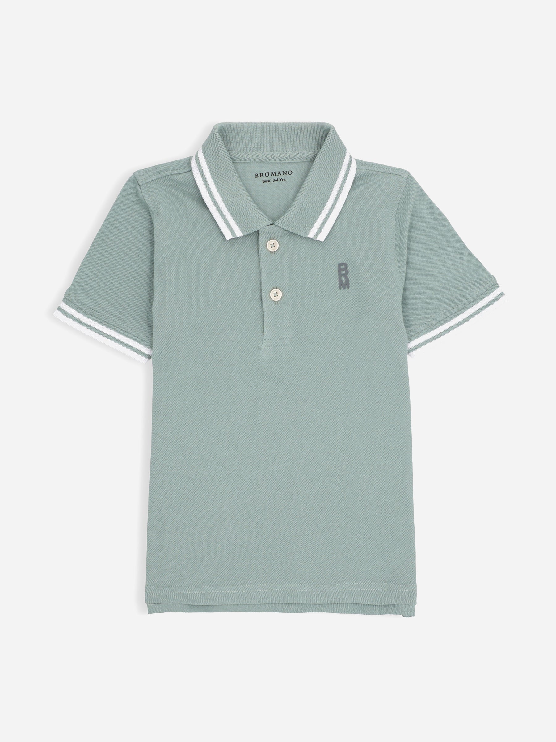 Sage Green Pique Casual Tipped polo Brumano Pakistan