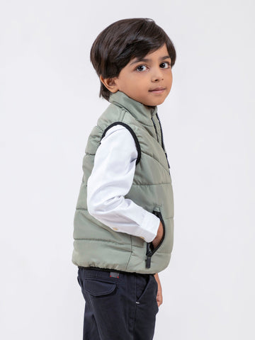 Sage Green Quilted Sporty Casual Gilet