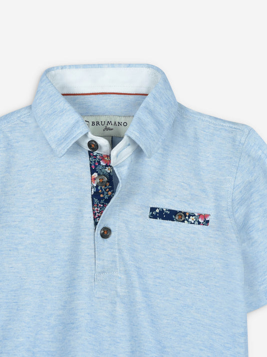 Sky Blue Casual Polo Shirt With White Detailing Bruamano Pakistan