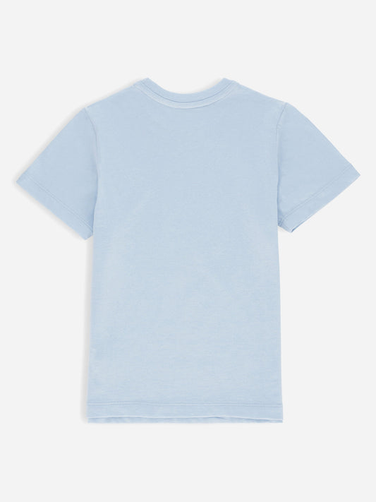 Sky Blue Chenille Embroidered Casual Tee