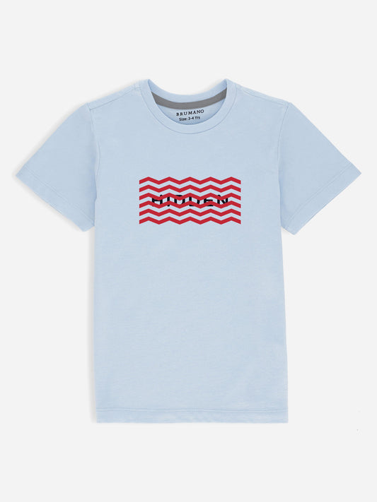 Sky Blue Graphic 'Hidden' Printed Casual Tee