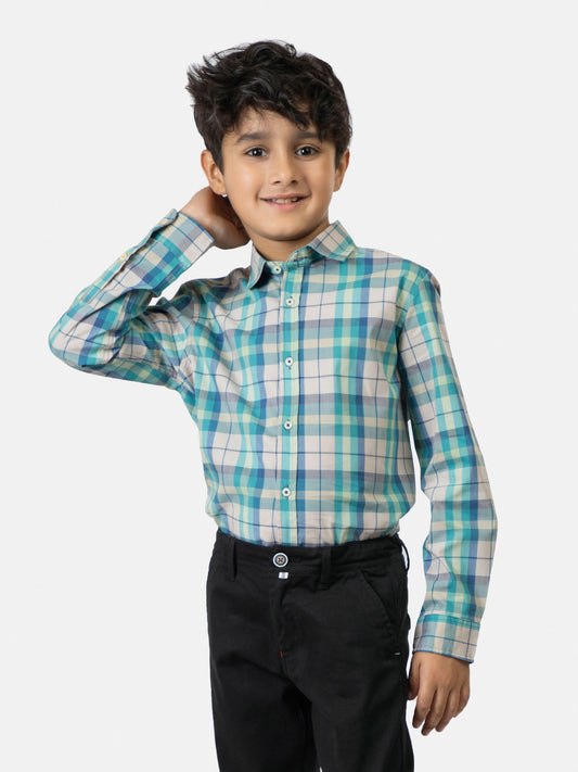 Turquoise Checkered Long Sleeve Casual Shirt Brumano Pakistan