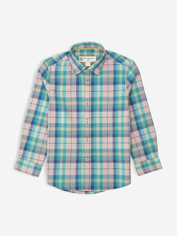 Turquoise Checkered Long Sleeve Casual Shirt Brumano Pakistan 