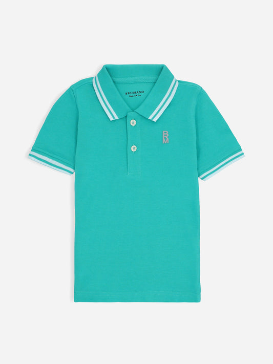 Turquoise Pique Casual Tipped Polo