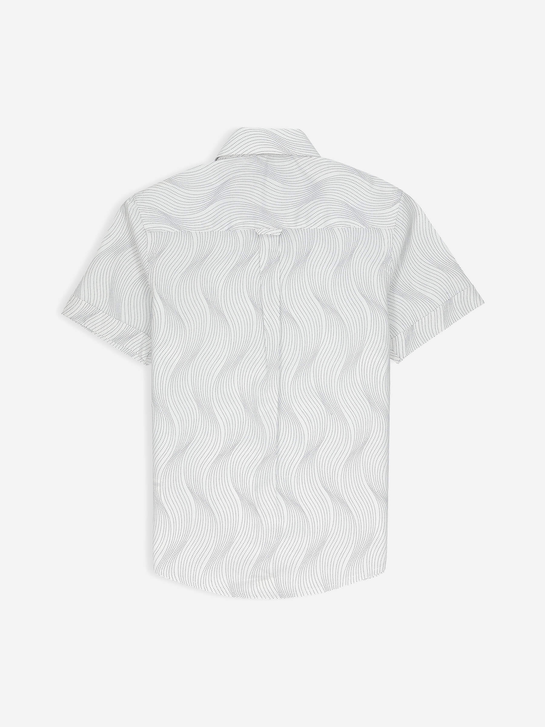 White Geometric Printed Half Sleeve Shirt Brumano Pakistan