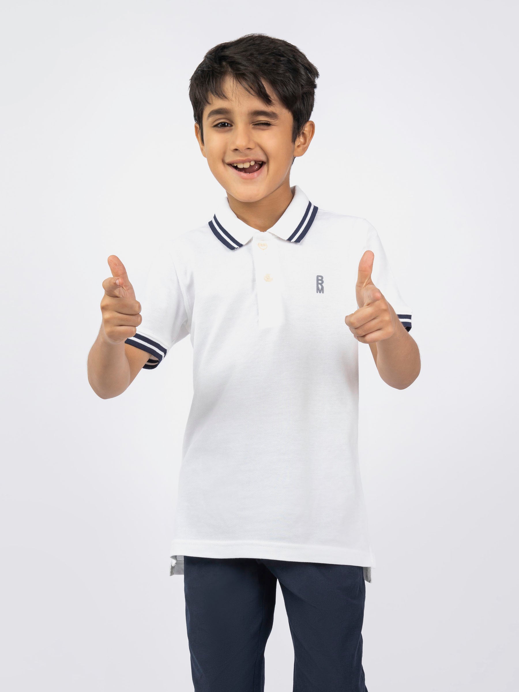 White Pique Casual Tipped polo Brumano Pakistan