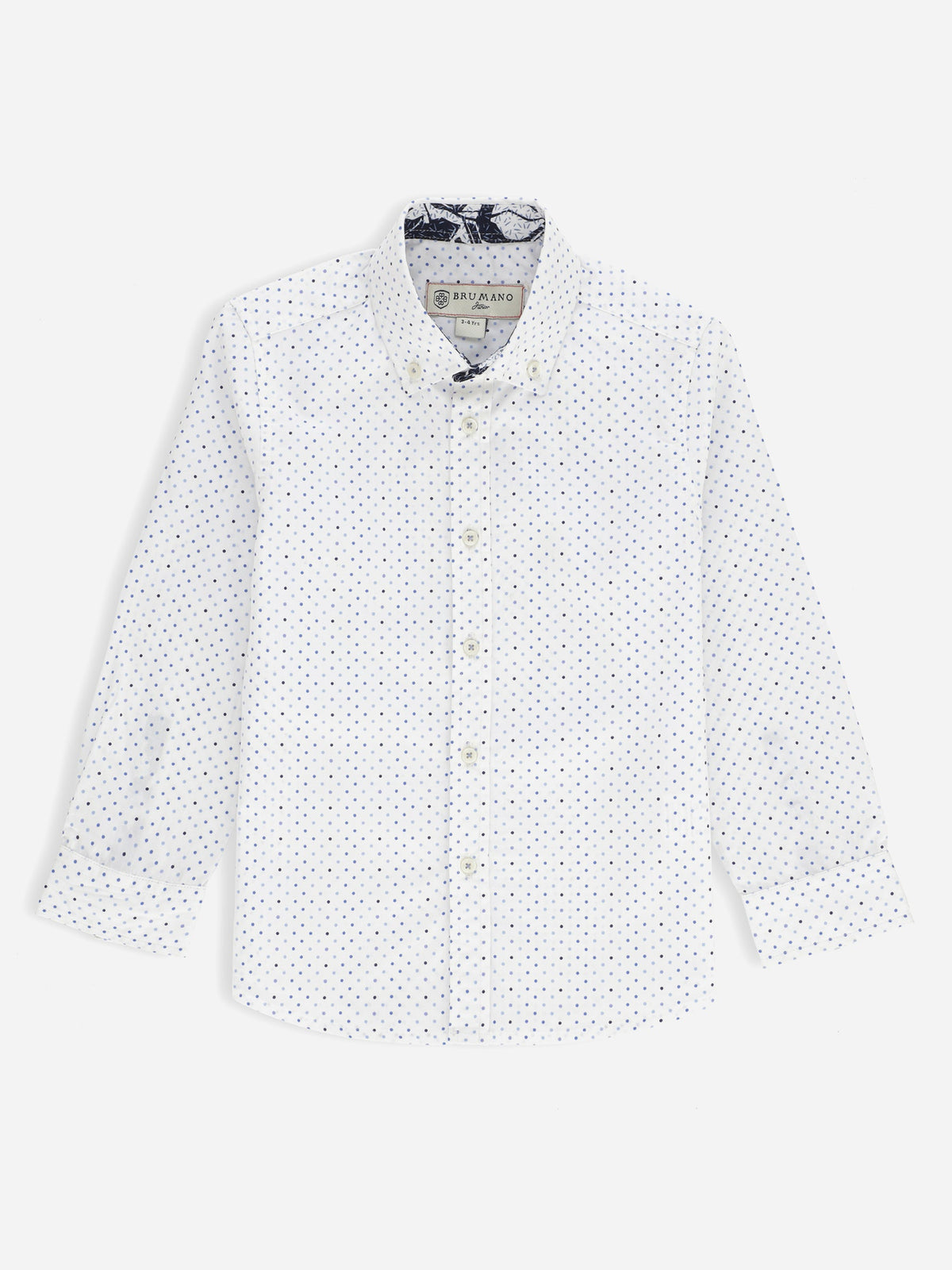 White Polka Dot Printed Casual Shirt Brumano Pakistan