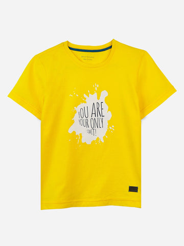 Yellow Graphic Printed Casual T-Shirt Brumano Pakistan