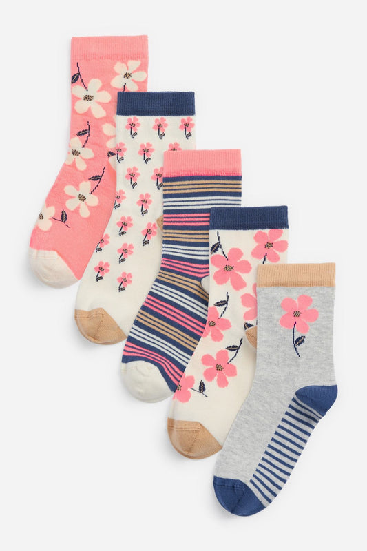 5 Pack Cotton Rich Floral Ankle Socks