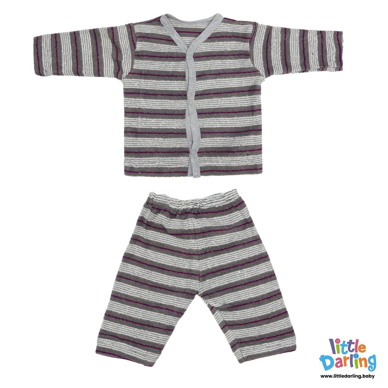 Baby Night Suit Grey Stripes | Little Darling - Zubaidas Mothershop