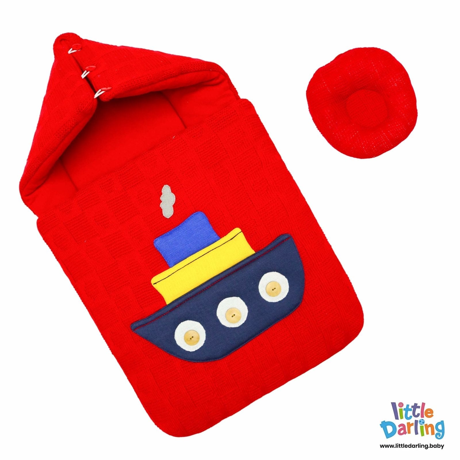 Hooded Baby Carrynest With Pillow Embossed Ship | Little Darling - Zubaidas Mothershop