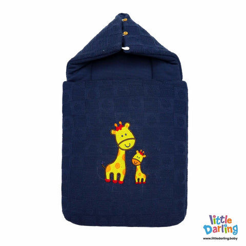 Hooded Baby Carrynest With Pillow Giraffe Embroidery | Little Darling - Zubaidas Mothershop