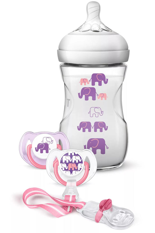 philips avent - natural 260ml elephant design gift set. - philips avent - natural 260ml elephant design gift set. - Cotton Candy™ Pakistan