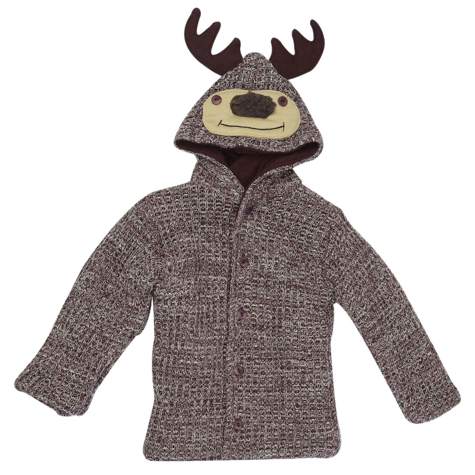 Woolen Hooded Jacket Brown Deer Series | Little Darling - Zubaidas Mothershop